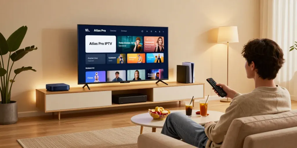 Expérience de divertissement à domicile avec Atlas Pro IPTV sur Smart TV.
